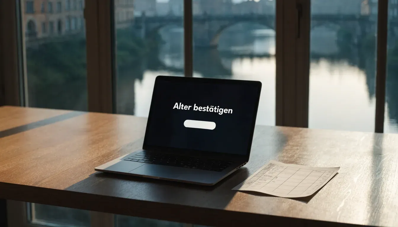 Ein steinerner Brückenbogen über einem Fluss in einer Schweizer Altstadt im ersten Morgenlicht.