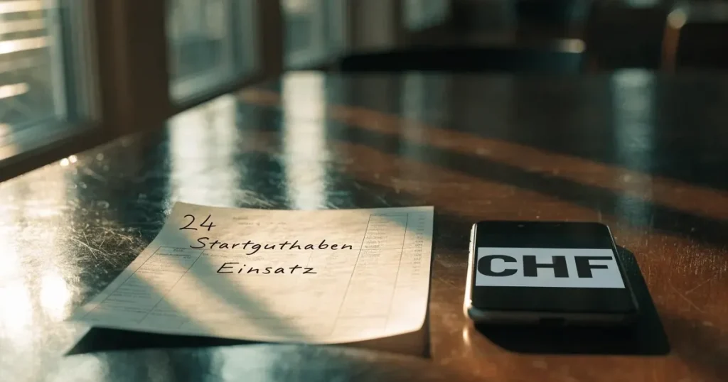 Eine einzelne Münze liegt auf einer glatten Marmorplatte im Seitenlicht, der Hintergrund ist weich unscharf.